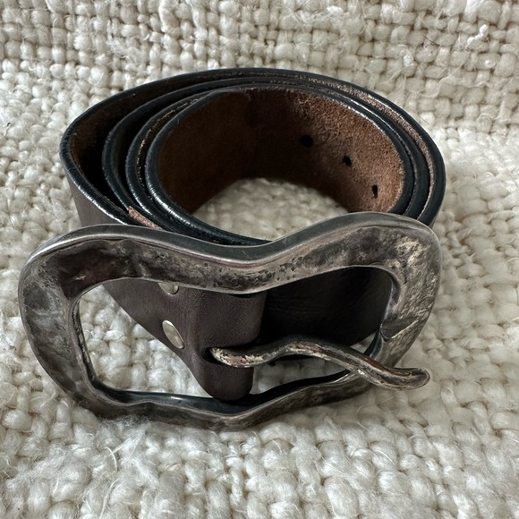 Brave Leather Accessories - Elegant Dark Brown Leather Belt with Distinctive Silver Buckle